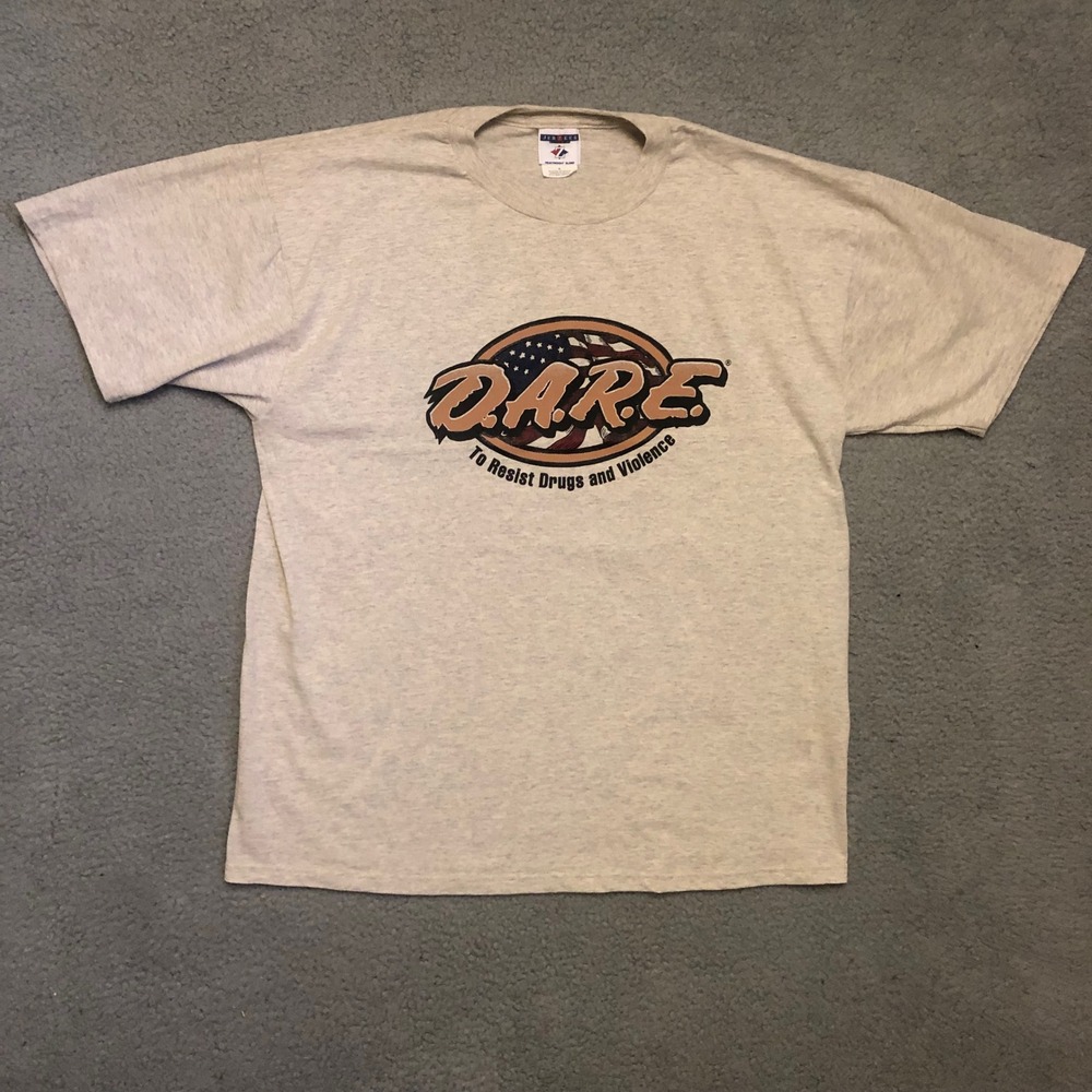Vintage DARE T Shirt XL Jerzees Oatmeal Heather Drugs and Violence Rotary Club